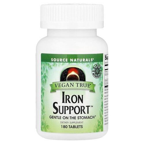 소스 네츄럴 Source Naturals, Vegan True®, Iron Support™, 180정