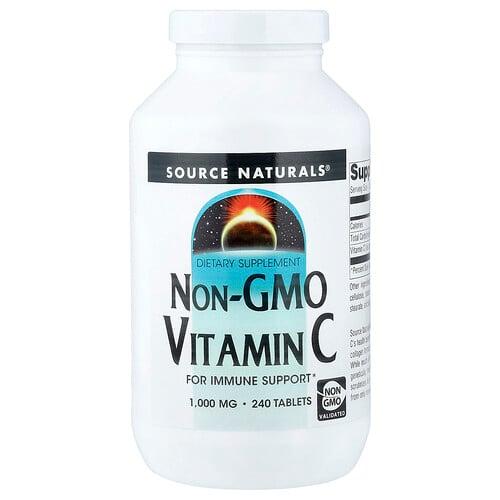 소스 네츄럴 Source Naturals, 유전자 변형 성분 무함유 비타민C, 1,000mg, 240정