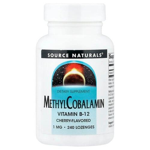 소스 네츄럴 Source Naturals, MethylCobalamin, 체리맛, 1mg, 사탕 정제 240정