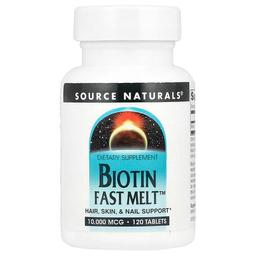소스 네츄럴 Source Naturals, Biotin 패스트 Melt™, 10,000mcg, 120정