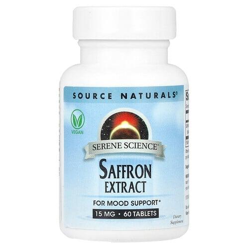 소스 네츄럴 Source Naturals, Serene Science®, 사프란 추출물, 15mg, 60정