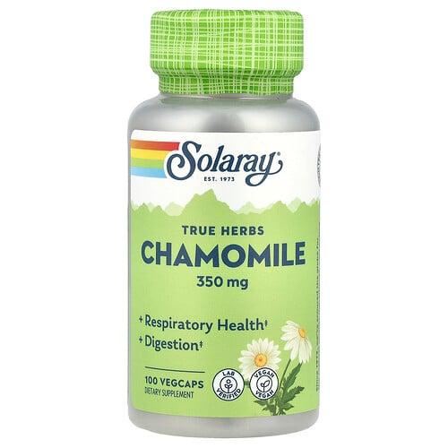 소라레이 Solaray, True Herbs, 카모마일, 350mg, 베지 캡슐 100정