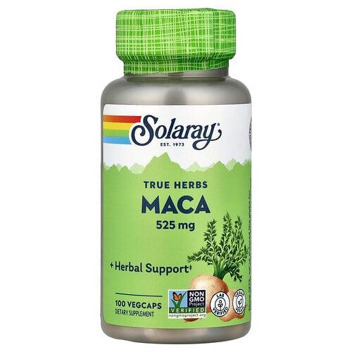 소라레이 Solaray, True Herbs, 마카, 525mg, 베지 캡슐 100정