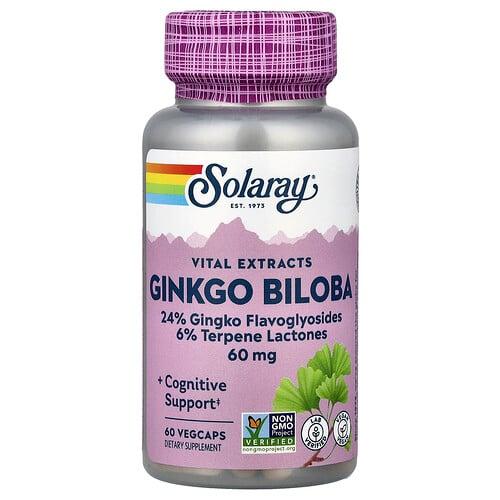 소라레이 Solaray, 바이탈 추출물, 은행나무, 60mg, 베지 캡슐 60정