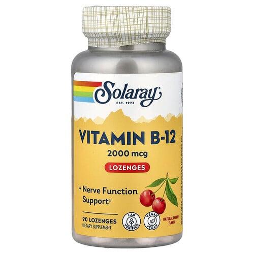 소라레이 Solaray, 비타민B12, 천연 체리 향, 무설탕, 2000mcg, 로렌지 90개 상품 이미지