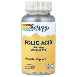 소라레이 Solaray, 엽산, 470mcg(800mcg DFE), 베지 캡슐 100정