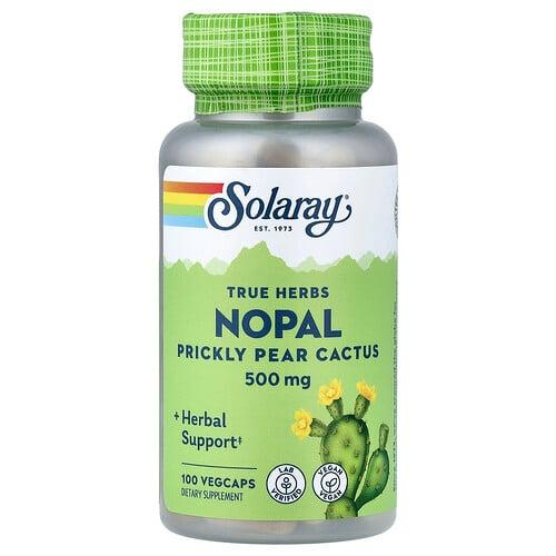 소라레이 Solaray, True Herbs, 노팔, 부채 선인장, 500mg, 베지 캡슐 100정