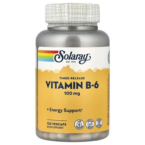 소라레이 Solaray, 비타민B6, 서방형, 100mg, 베지 캡슐 120정