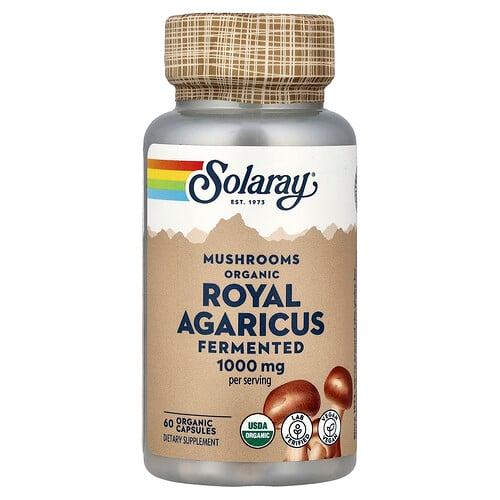 소라레이 Solaray, 유기농 발효 로열 아가리쿠스, 버섯, 유기농 캡슐 60정(캡슐 1정당 500mg)