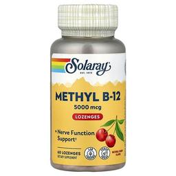 소라레이 Solaray, 메가 포텐시 메틸 B-12, 천연 체리 맛, 5000 mcg, 60 사탕