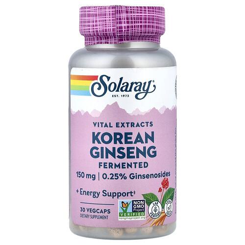 소라레이 Solaray, 필수 추출물, 발효 한국 인삼, 150mg, 베지 캡슐 30정 상품 이미지
