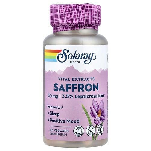 소라레이 Solaray, 필수 추출물, 사프란, 30mg, 베지 캡슐 30정