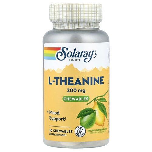 소라레이 Solaray, l-테아닌, 천연 레몬-라임, 200mg, 츄어블 30정