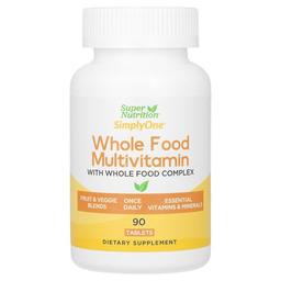 슈퍼 뉴트리션 Super Nutrition, SimplyOne®, 천연 식품 종합비타민, 비타민A, C, 미네랄, 효소 함유, 90정