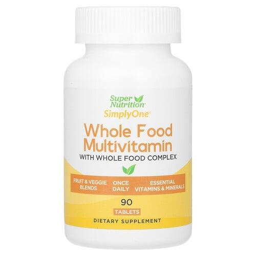 슈퍼 뉴트리션 Super Nutrition, SimplyOne®, 천연 식품 종합비타민, 비타민A, C, 미네랄, 효소 함유, 90정