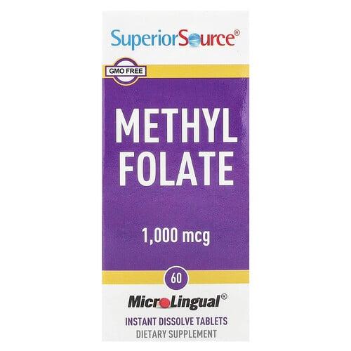 슈프리어 소스 Superior Source, 메틸엽산, 1,000mcg, 빠르게 용해되는 정제 60정
