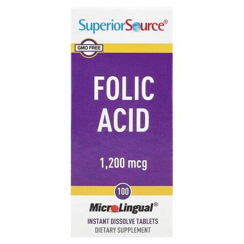 슈프리어 소스 Superior Source, 엽산, 1,200mcg, 즉시 용해되는 MicroLingual 100정 상품 이미지