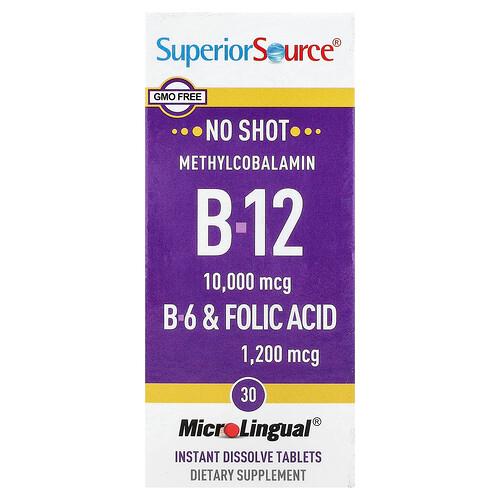 슈프리어 소스 Superior Source, B-12, B-6 및 엽산, MicroLingual® 즉시 용해되는 정제 30정