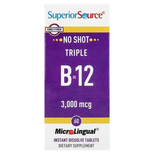 슈프리어 소스 Superior Source, 트리플 B-12, 3,000mcg, 즉시 용해되는 MicroLingual 60정