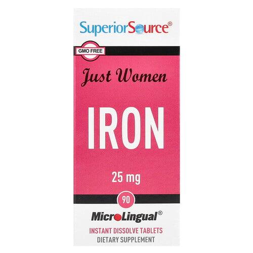 슈프리어 소스 Superior Source, Just Women, 철분, 25mg, MicroLingual® 즉시 용해 정제 90정
