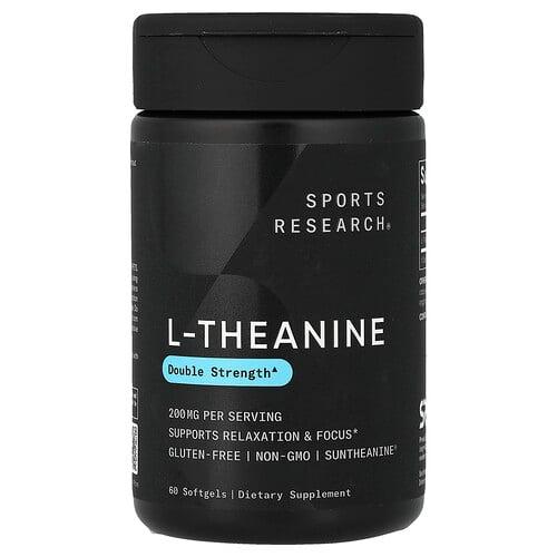 스포츠 리서치 Sports Research, L-테아닌, 200mg, 소프트젤 60정