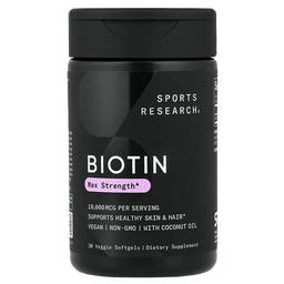 스포츠 리서치 Sports Research, 비오틴, 10,000mcg, 베지 소프트젤 30정