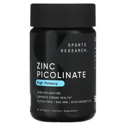 스포츠 리서치 Sports Research, 피콜린산 아연, 고효능, 50mg, 소프트젤 60정