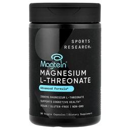 스포츠 리서치 Sports Research, Magtein®, 마그네슘 L-트레온산, 베지 캡슐 90정(캡슐 1정당 666mg)