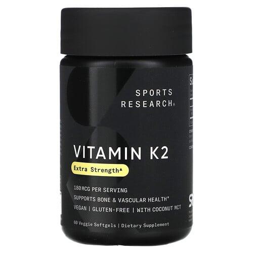 스포츠 리서치 Sports Research, 비타민K2, 180mcg, 베지 소프트젤 60정