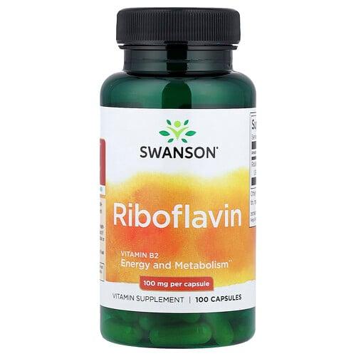 스완슨 비타민 Swanson Vitamins, 리보플라빈, 100mg, 캡슐 100정