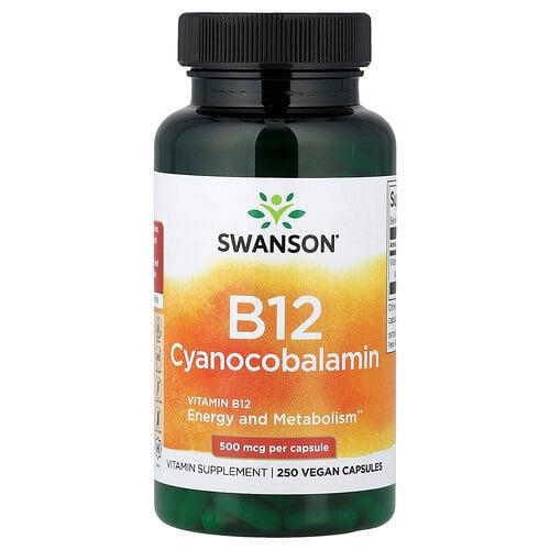 스완슨 비타민 Swanson Vitamins, 비타민B12, 500mcg, 베지 캡슐 250정