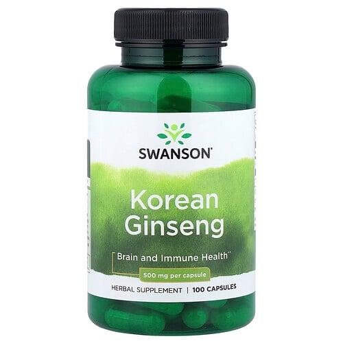스완슨 비타민 Swanson Vitamins, 한국 인삼, 500mg, 캡슐 100정 상품 이미지