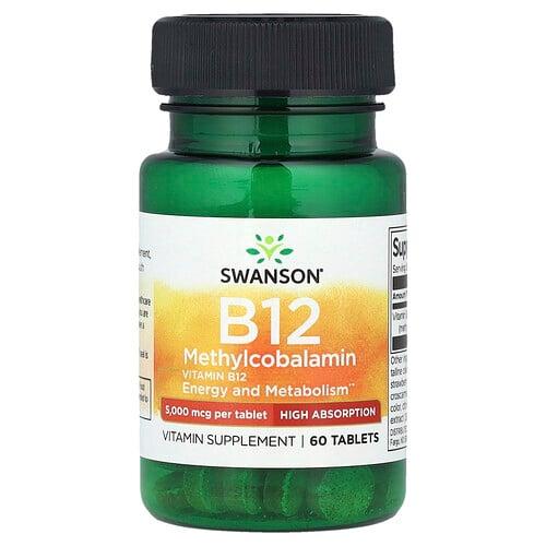 스완슨 비타민 Swanson Vitamins, 비타민B12 메틸코발라민, 5,000mcg, 60정
