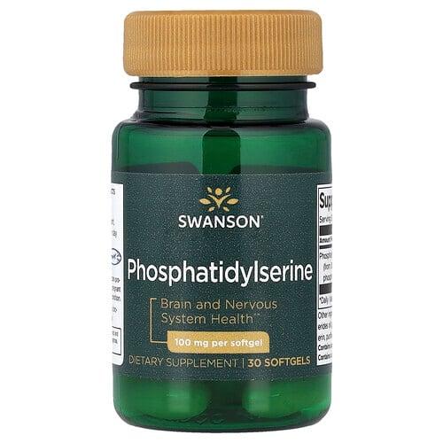 스완슨 비타민 Swanson Vitamins, 포스파티딜세린, 100mg, 소프트젤 30정