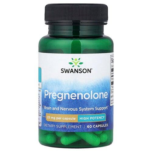 스완슨 비타민 Swanson Vitamins, 프레그네놀론, 고효능, 25mg, 캡슐 60정
