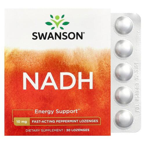 스완슨 비타민 Swanson Vitamins, NADH, 페퍼민트 맛, 10mg, 사탕 정제 30정