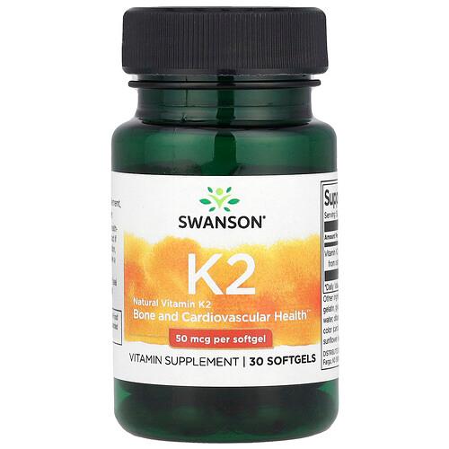스완슨 비타민 Swanson Vitamins, 천연 비타민K2, 50mcg, 소프트젤 30정