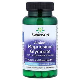 스완슨 비타민 Swanson Vitamins, 활성화된 비타민B군이 함유된 Albion® 마그네슘 글리신산, 60정