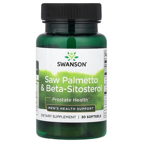 스완슨 비타민 Swanson Vitamins, 쏘팔메토 & 베타-시토스테롤, 소프트젤 30정