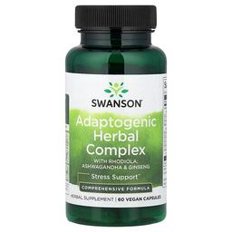 스완슨 비타민 Swanson Vitamins, 아답토젠 허브 복합체, 홍경천, 아슈와간다 및 인삼 함유, 베지 캡슐 60정