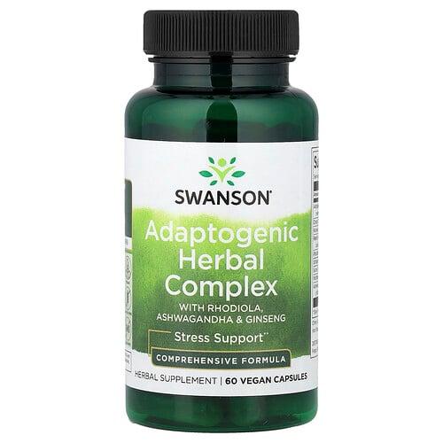 스완슨 비타민 Swanson Vitamins, 아답토젠 허브 복합체, 홍경천, 아슈와간다 및 인삼 함유, 베지 캡슐 60정 상품 이미지