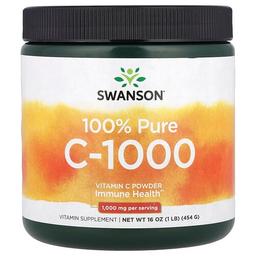스완슨 비타민 Swanson Vitamins, 100% 퓨어 C-1000, 비타민C 분말, 454g(16oz)