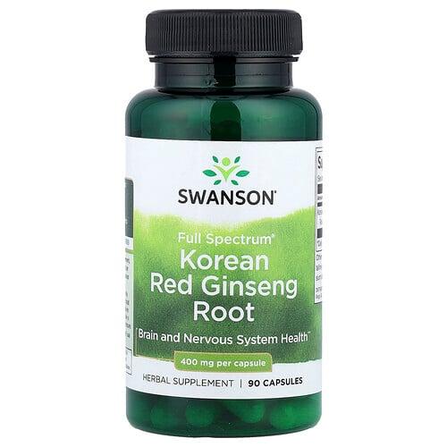 스완슨 비타민 Swanson Vitamins, Full Spectrum® 한국산 홍삼 뿌리, 400mg, 캡슐 90정 상품 이미지