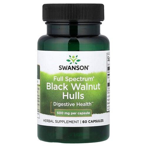스완슨 비타민 Swanson Vitamins, Full Spectrum® 흑호두 껍질, 500mg, 캡슐 60정