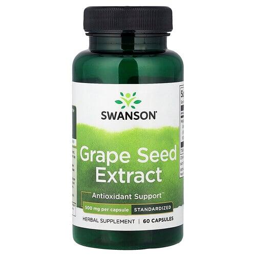 스완슨 비타민 Swanson Vitamins, 포도씨추출물, 표준화, 500mg, 캡슐 60정