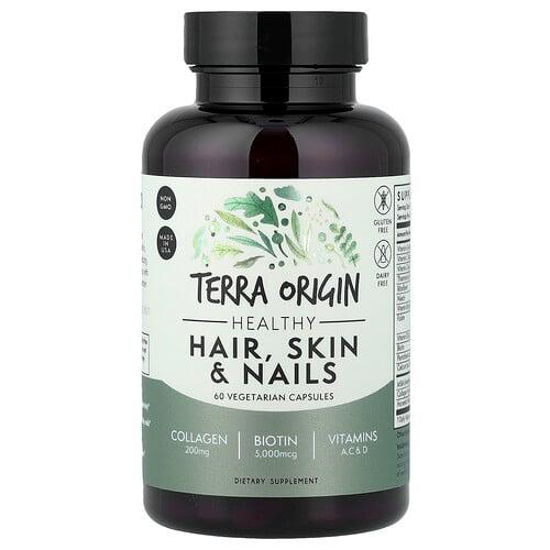 Terra Origin, 건강한 모발, 피부 및 손발톱, 베지 캡슐 60정 상품 이미지
