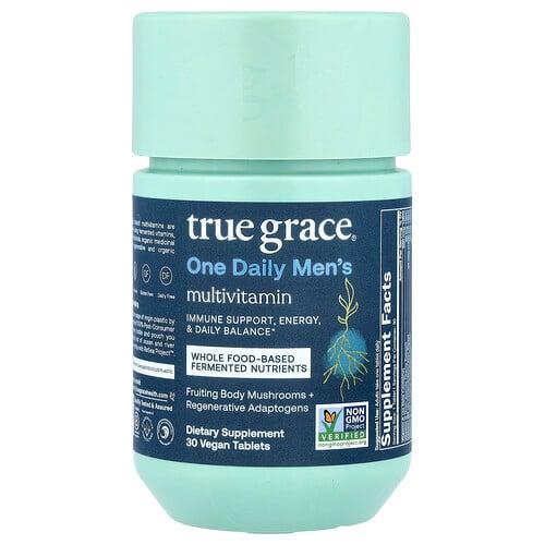 True Grace, 원 데일리 남성용 종합비타민, 비건 정제 30정