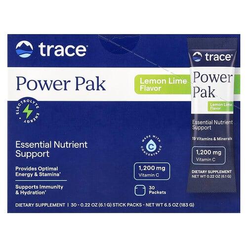 트레이스 미네랄 리서치 Trace, 파워 팩, 레몬 라임, 스틱팩 30개, 개당 6.1g(0.22oz) 상품 이미지