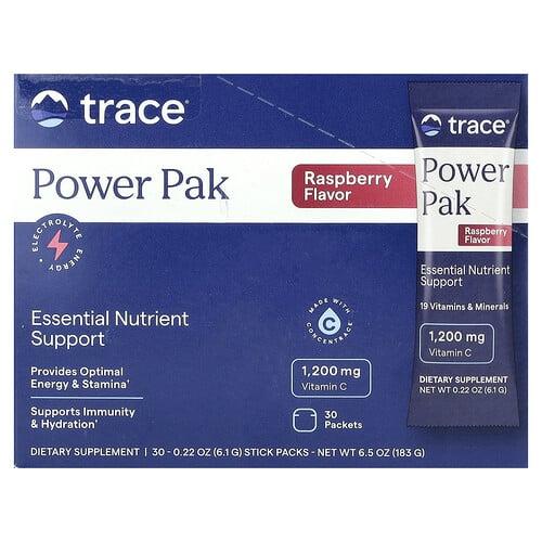 트레이스 미네랄 리서치 Trace, PowerPak, 라즈베리, 스틱팩 30개, 개당 6.1g(0.22oz)