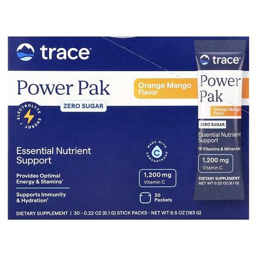 트레이스 미네랄 리서치 Trace, 파워 팩, 설탕 무함유, 오렌지 망고, 30팩, 개당 6.1g(0.22oz) 상품 이미지